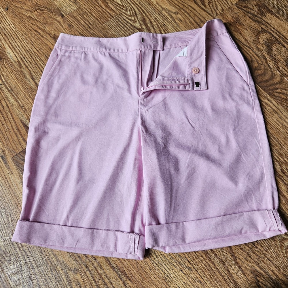 Ralph Lauren LRL Shorts Women 14 Ligh Pink Casual Bermuda Chic Modest Rolled Hem